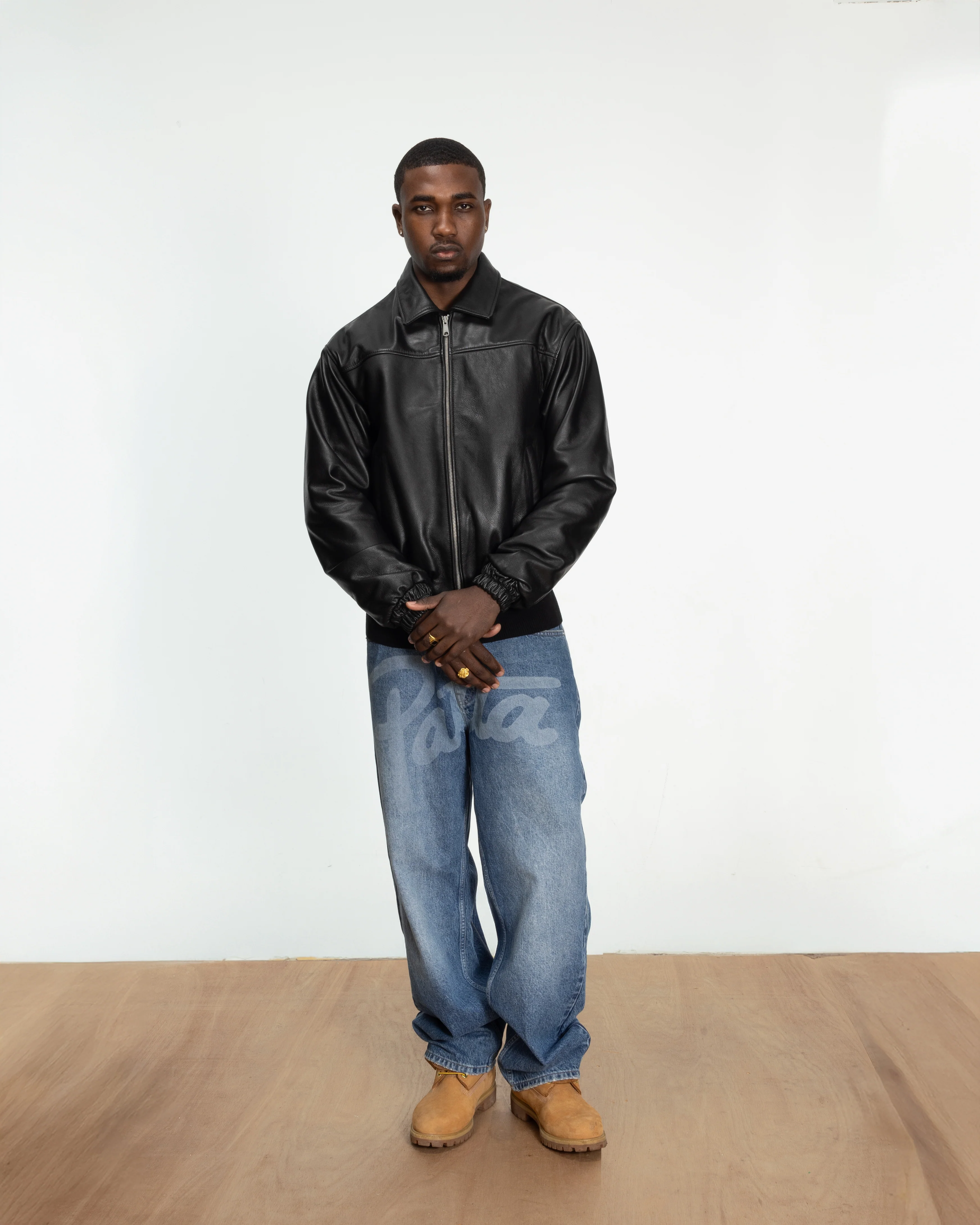 Patta Leather Bomber Jacket (Black) - Image 4